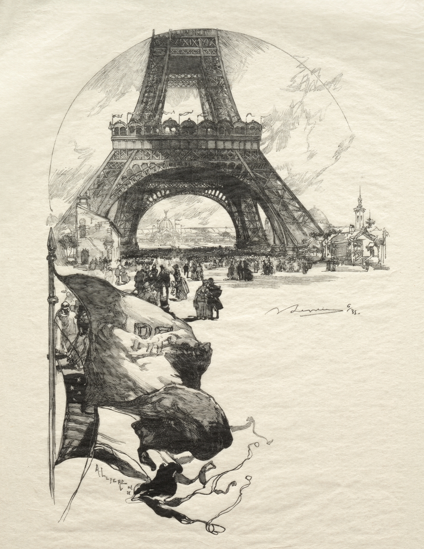 La Tour Eiffel, by Auguste Louis Lepère, public domain