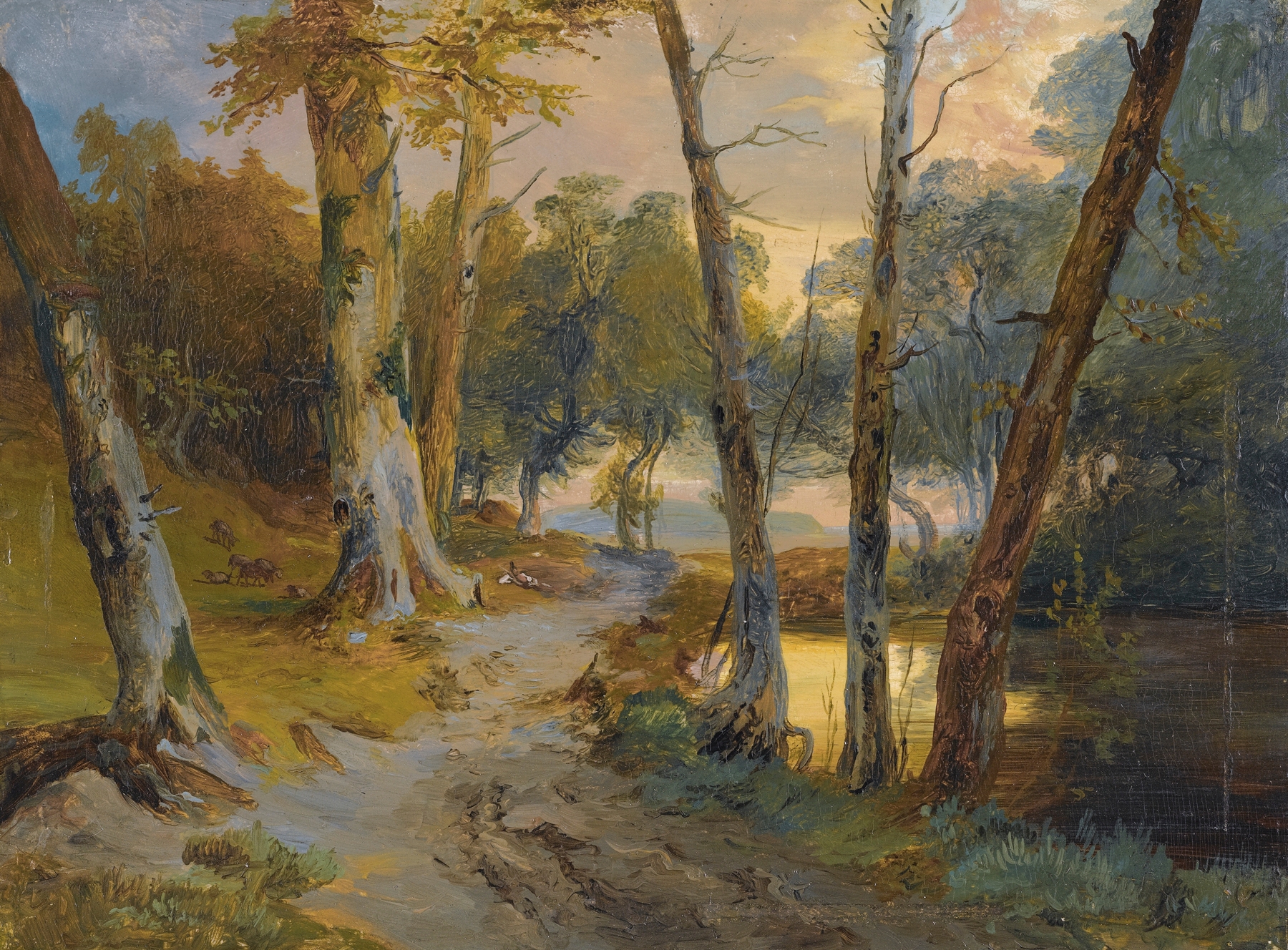 Wald Mit Kleinem Weiher, by Carl Blechen, public domain