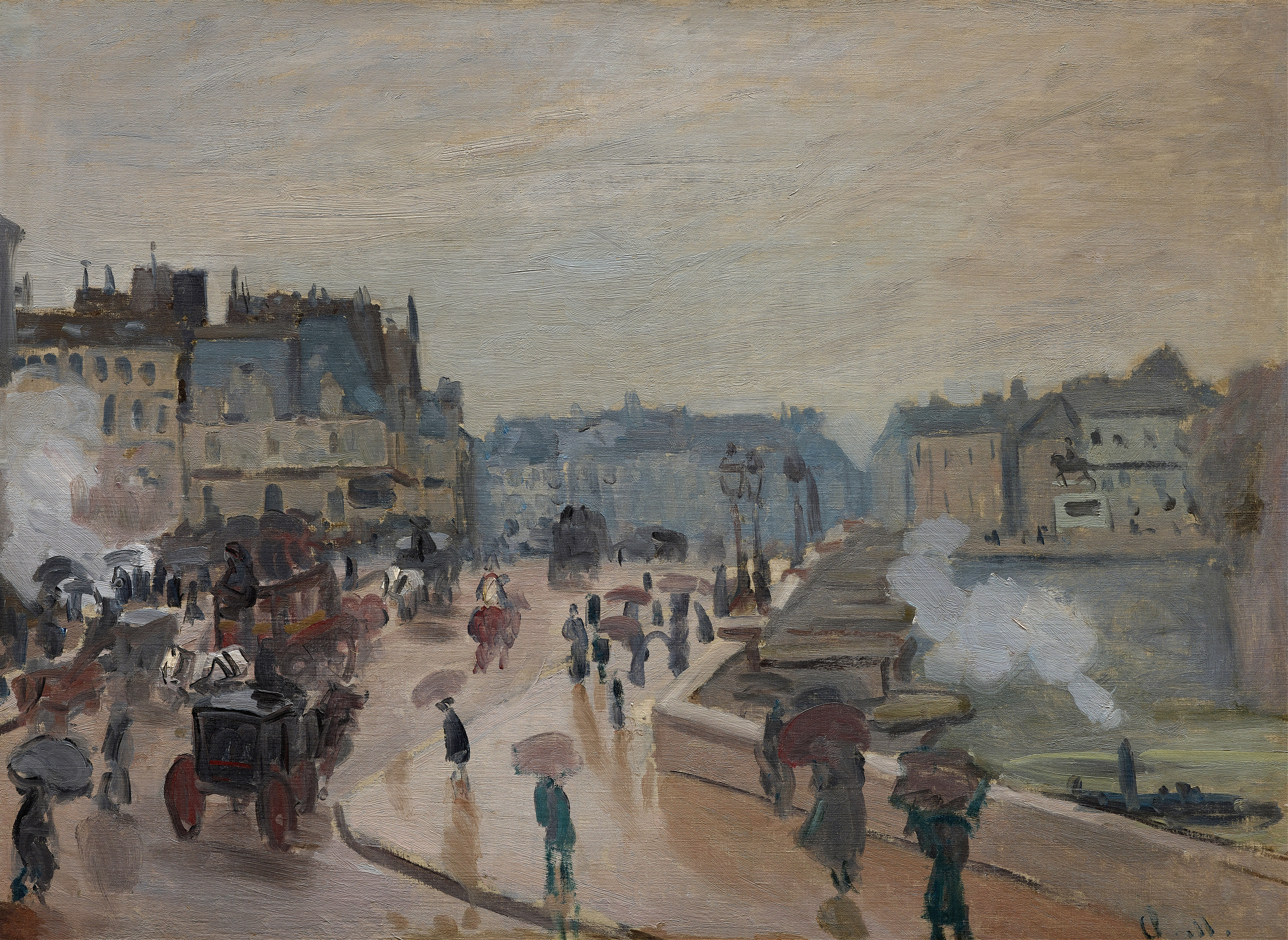 The Pont Neuf by Claude Monet, oil on canvas depicting a bridge over the Seine at sunset