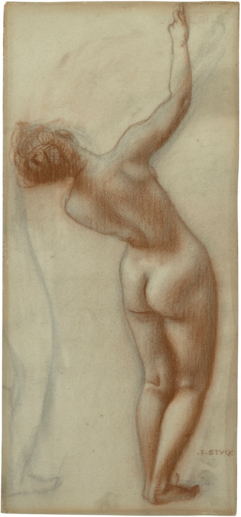 Franz von Stuck's 'Standing Nude' captures the human form with a focus on sensuality and form.