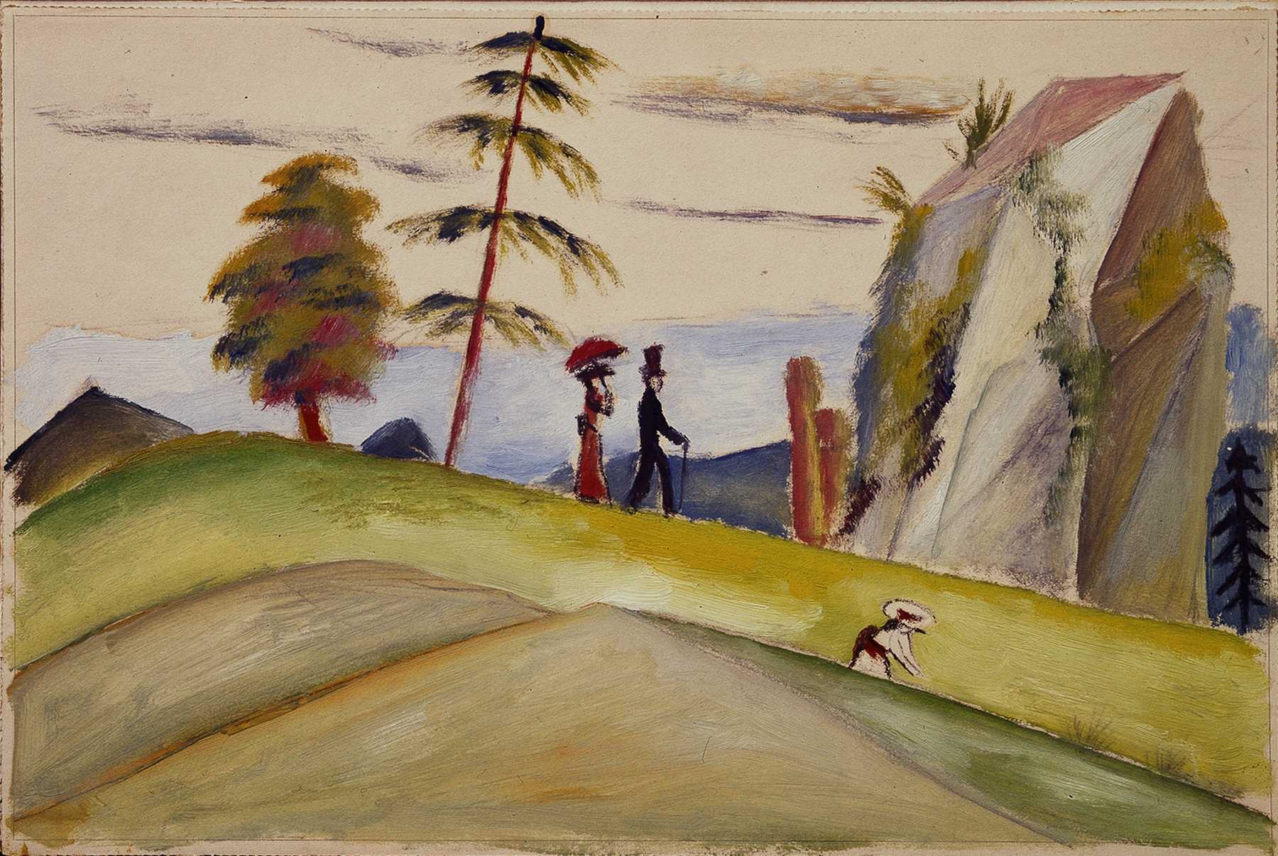 Strollers in a Rocky Landscape, by August Macke, public domain