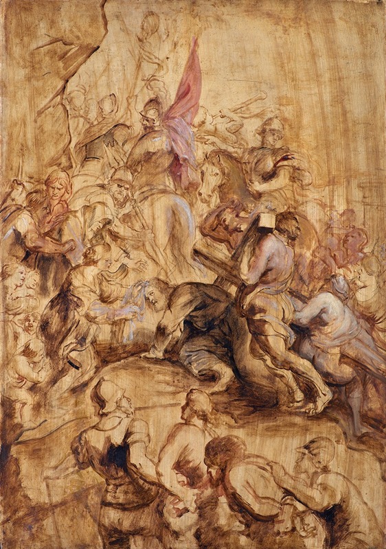 Peter Paul Rubens' 'The Ascent to Calvary' depicts the moment of Christ's crucifixion.