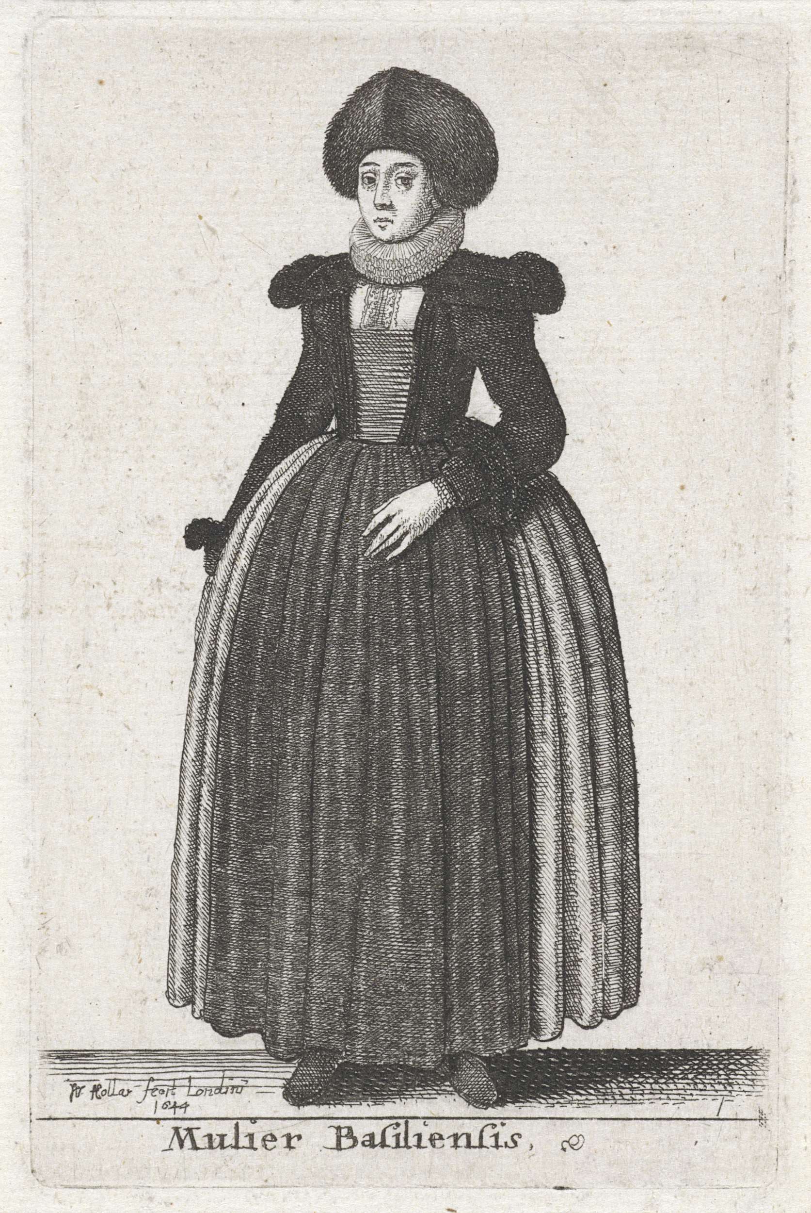 Portrait of a woman by Wenceslaus Hollar, etching with intricate lines and shadows.