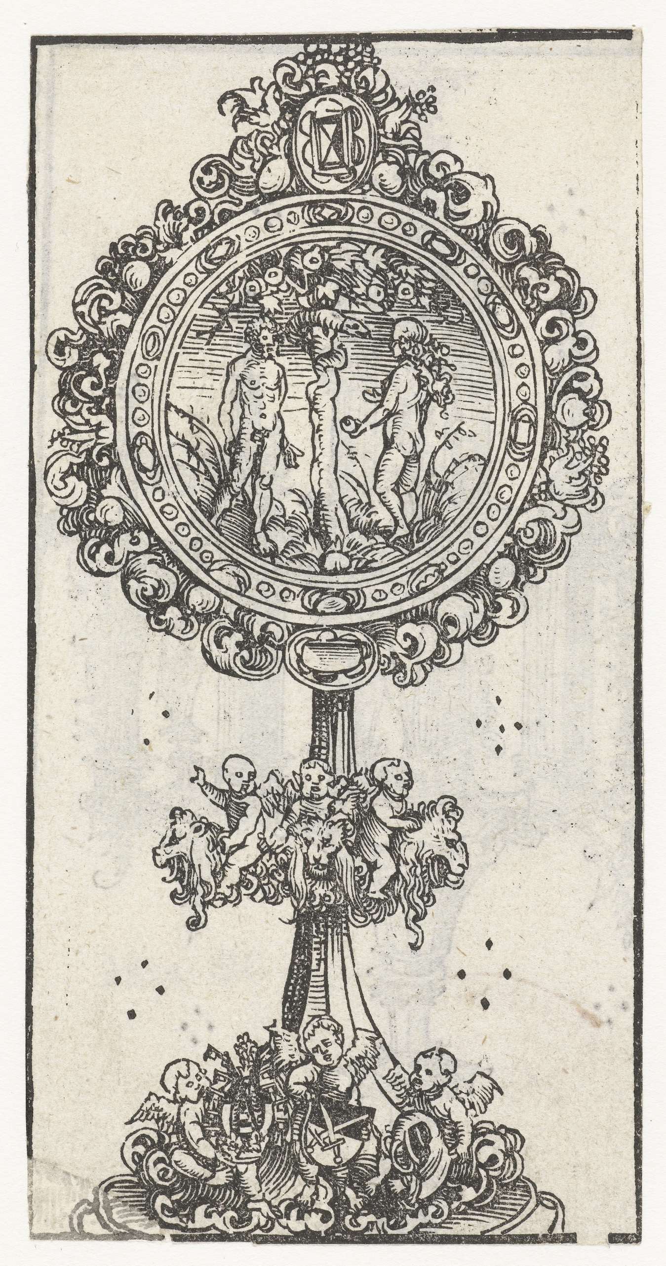 Reliekhouder met de verzoeking van Adam en Eva, by Lucas Cranach (I), public domain