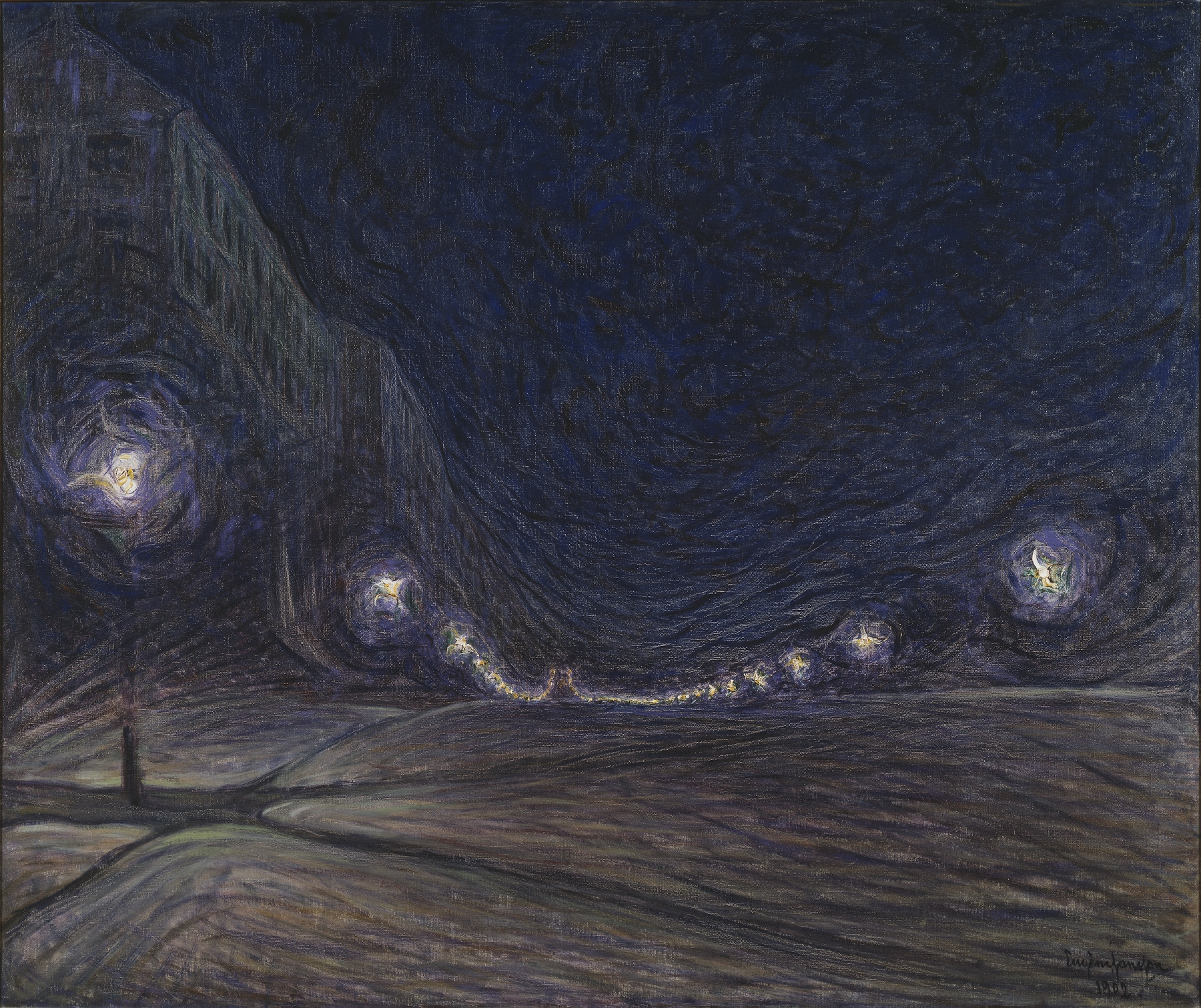 Hornsgatan by Night, by Eugène Jansson, public domain