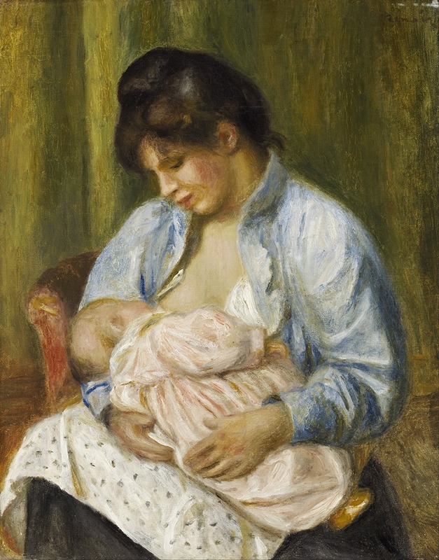 A woman lovingly nurses a child while sitting in a bright, sunlit space.