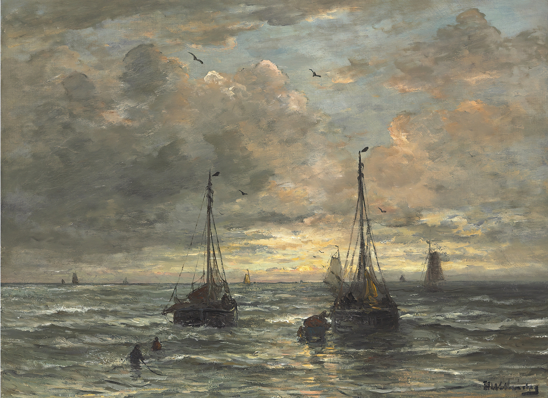 Return Of The Fishing Fleet, by Hendrik Willem Mesdag, public domain