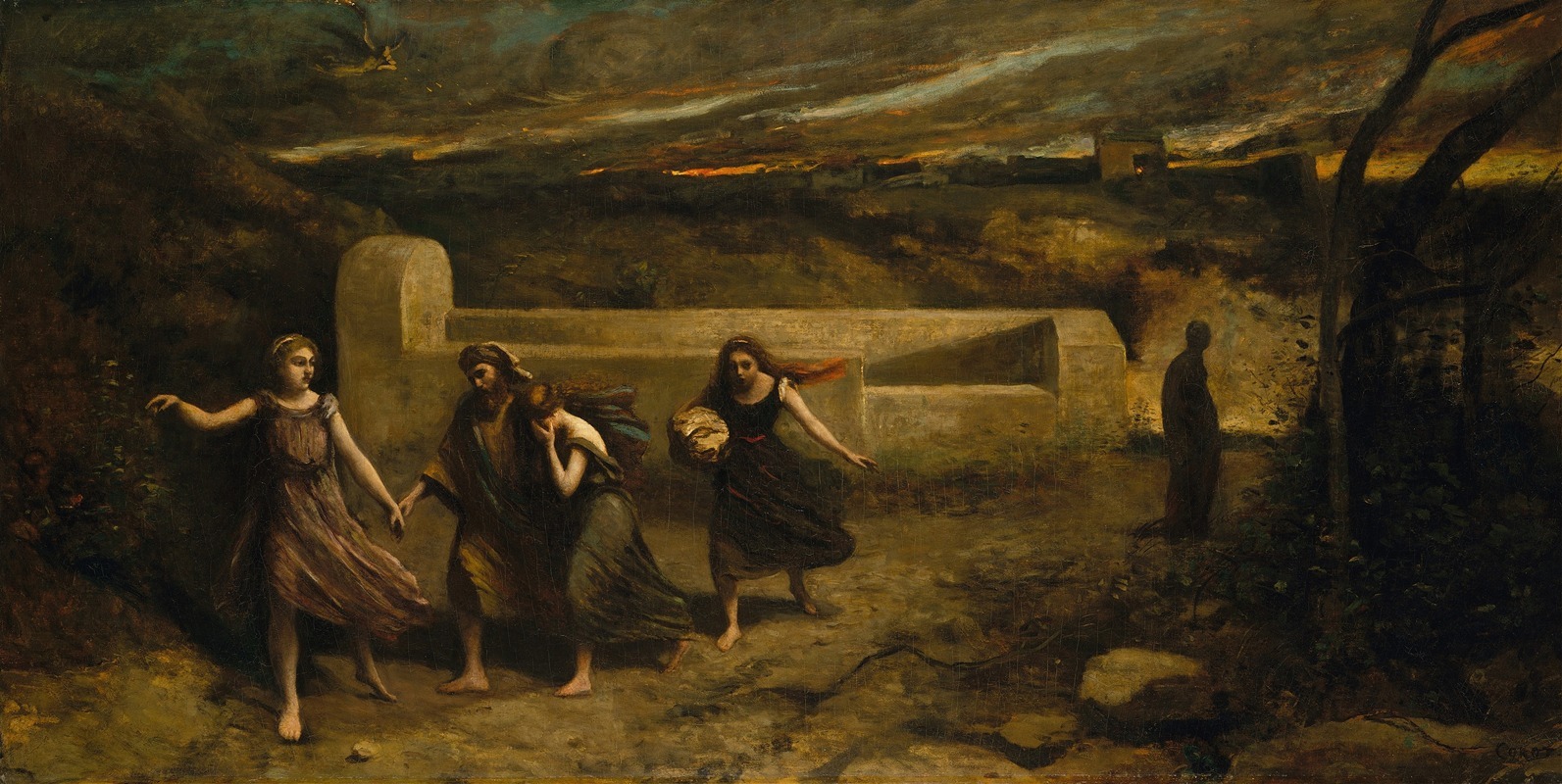 A dramatic depiction of the destruction of Sodom by fire.