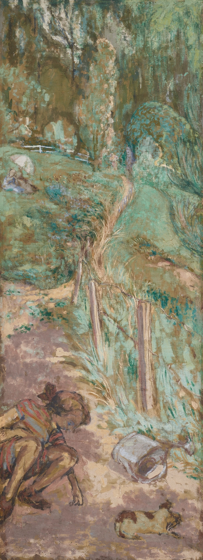 Aux Pavillons à Cricqueboeuf, Le Parc by Édouard Vuillard, oil painting depicting a vibrant park scene