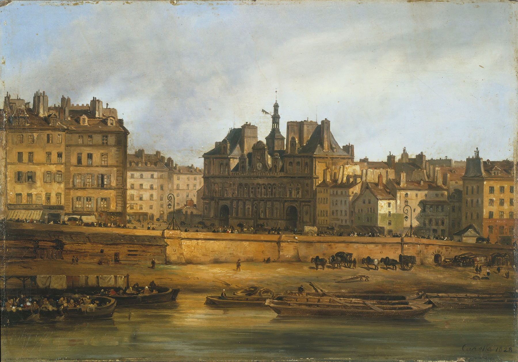 L’Hôtel de Ville et la place de Grève, oil on canvas by Giuseppe Canella