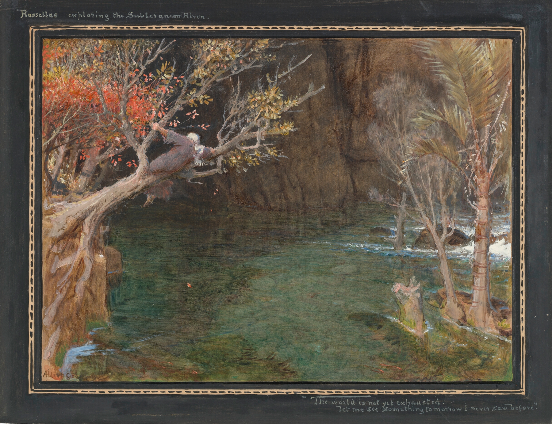 Rasselas exploring the subterranean river by Albert Goodwin, oil painting