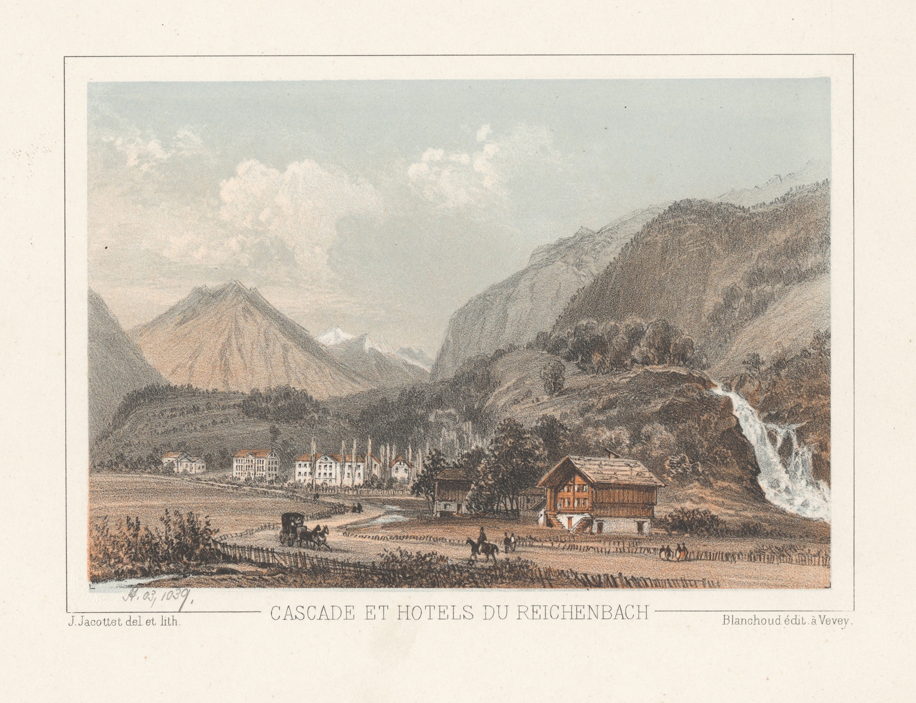 Cascade et hotels du Reichenbach, by Jean Jacottet, public domain