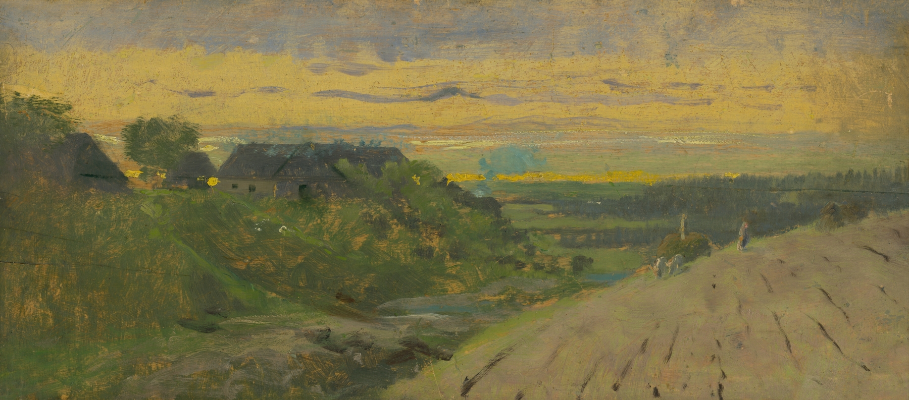 Landscape from Spišská Nová All by Ferdinand Katona, oil painting depicting a tranquil scene with soft pastels.