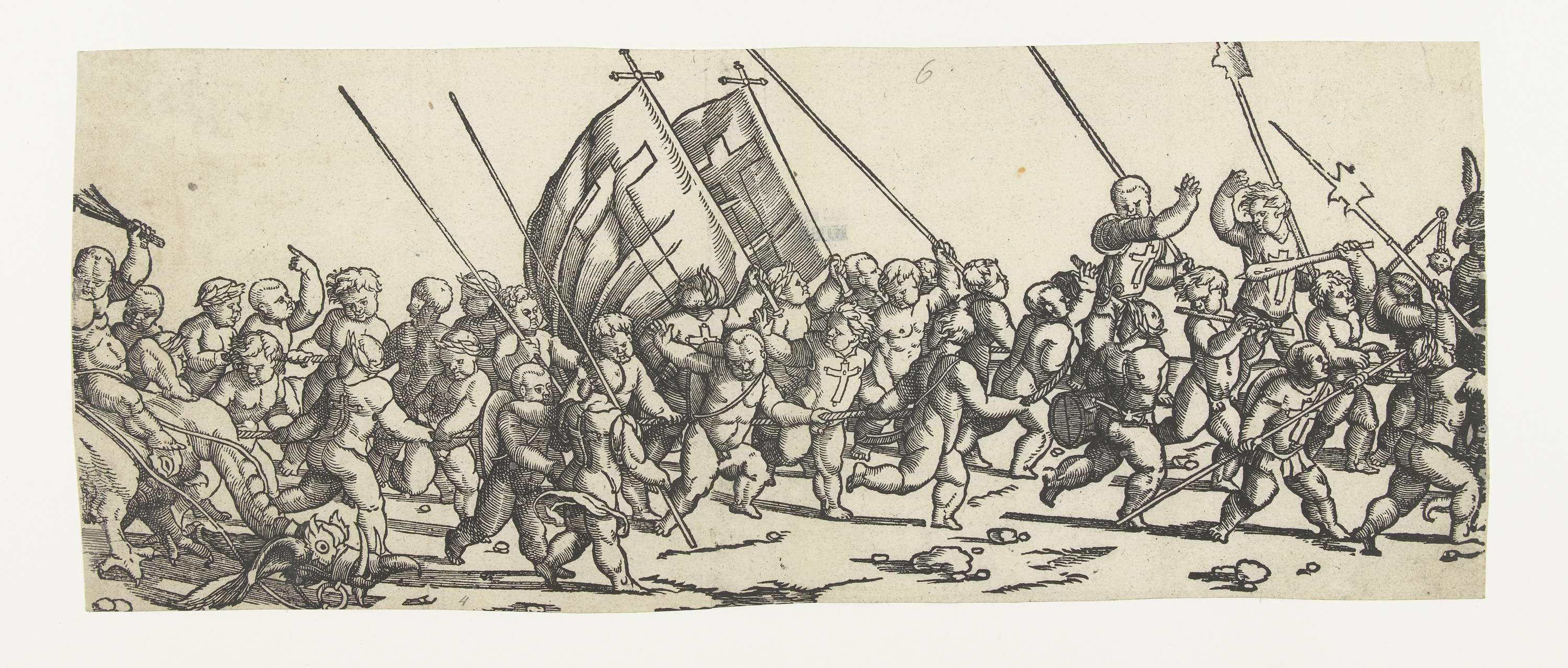 Religious artwork on paper by Monogrammist LIW depicting figures in vibrant garments.