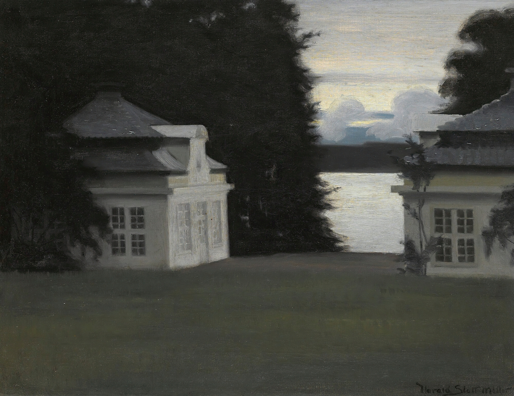 The Eremitage Pavilions in twilight, oil on canvas by Harald Slott-Møller