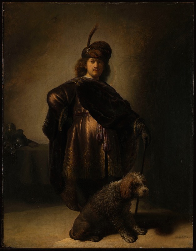 Rembrandt's 'Portrait of the artist in oriental costume' showcases the artist in a rich, colorful attire.