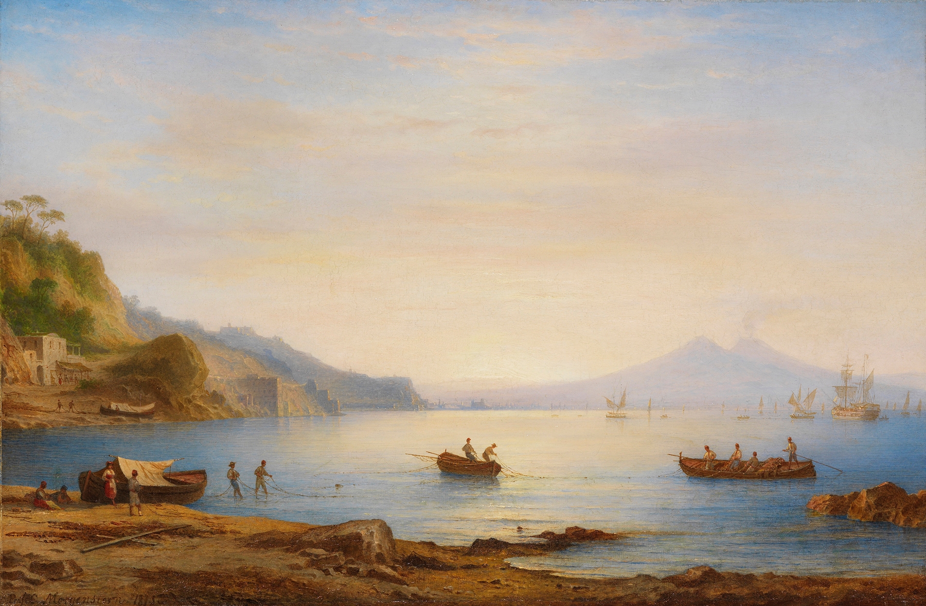 Bucht vor Neapel mit Blick auf den Vesuv, by Carl Morgenstern, public domain