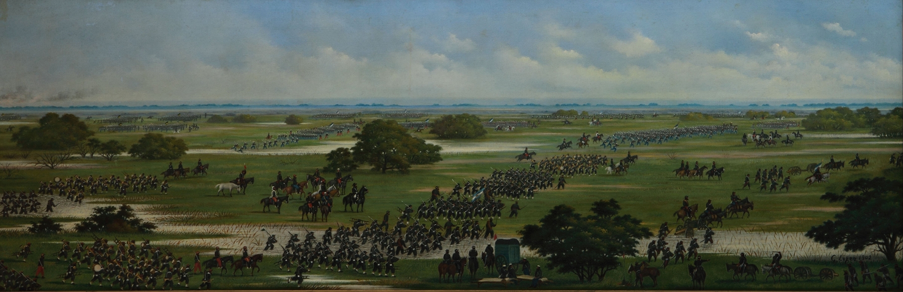 Marcha del Ejército Argentino a tomar posiciones para el ataque a Curupaytí el 1866, by Cándido Lopez, public domain