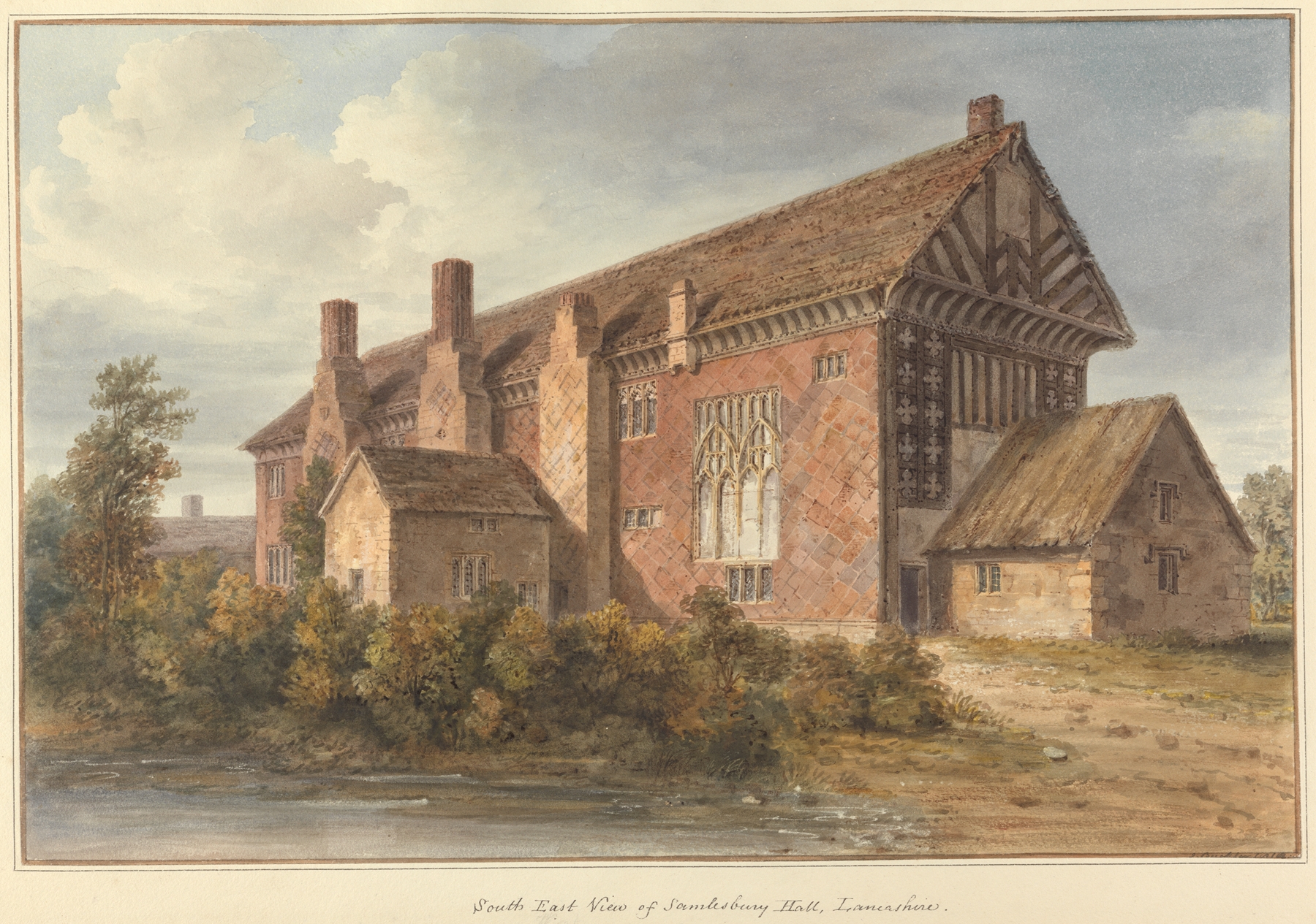 South East View of Samlesbury Hall, watercolor on paper by John Buckler