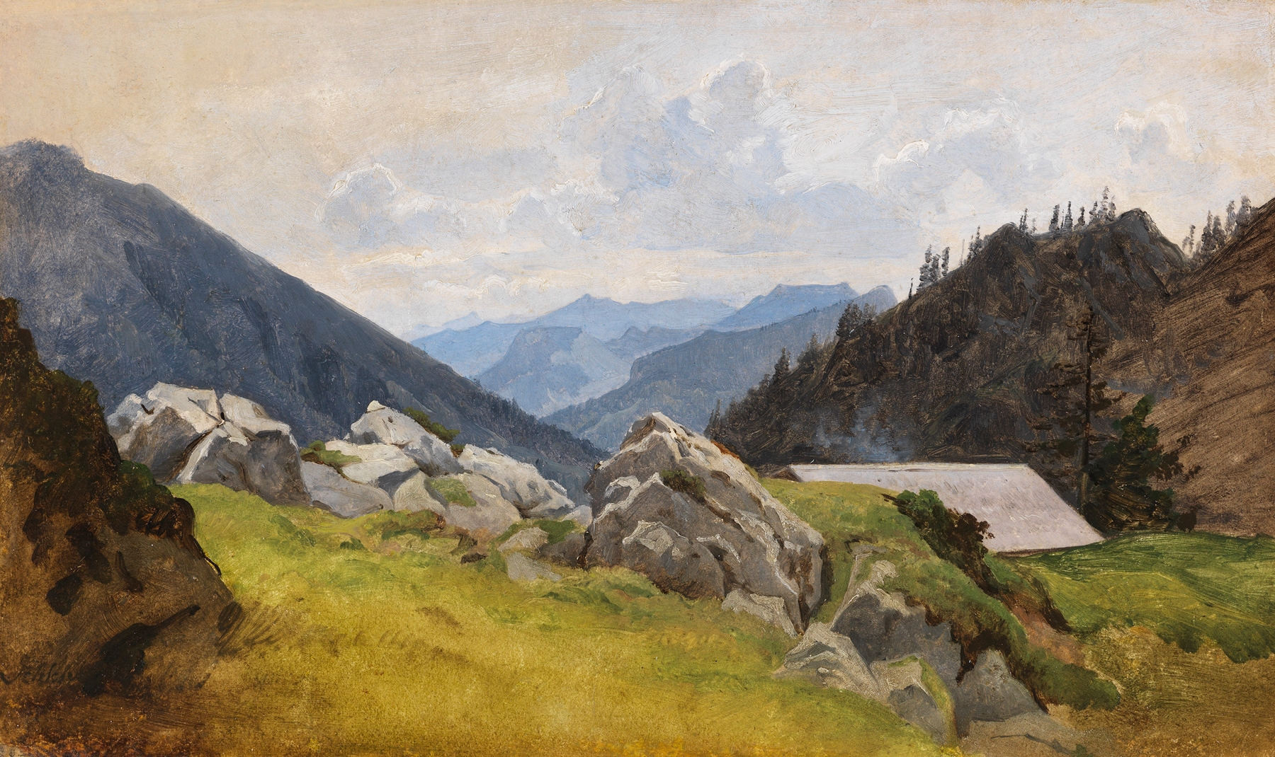 Gebirgslandschaft, by Eduard Schleich The Elder, public domain
