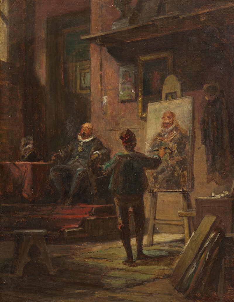 Carl Spitzweg's painting 'Der Maler im Atelier' captures an artist at work in a cozy studio.
