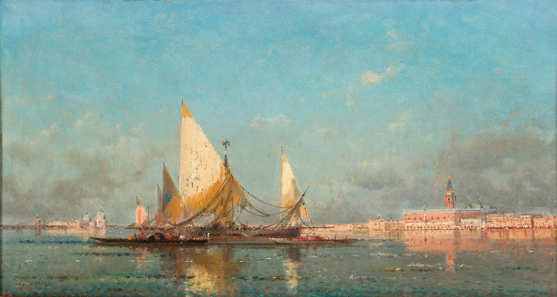 Marine scene with sailors in the Bacino, oil painting by Henri Duvieux