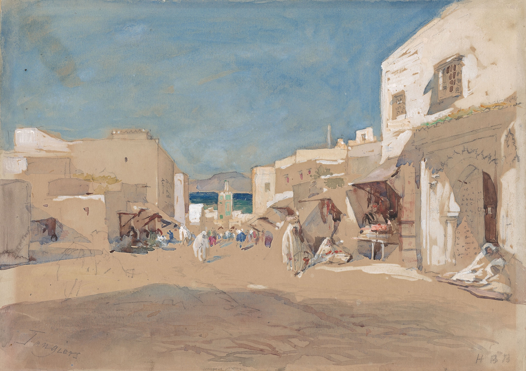 Landscape depicting Tangiers by Hercules Brabazon Brabazon, oil painting