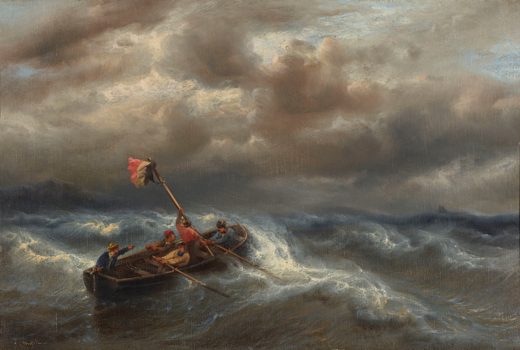 Captain Cantillon illuminated by stormy waves, oil on canvas by François Musin