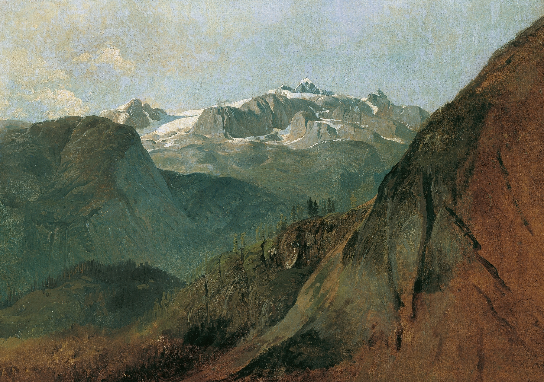 Der Dachstein vom Plassen bei Hallstatt, by Friedrich August Matthias Gauermann, public domain