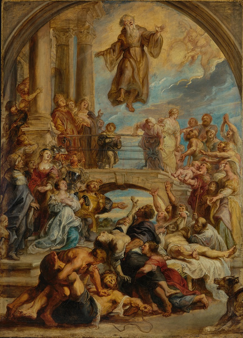 This painting depicts the miracles of Saint Francis of Paola.