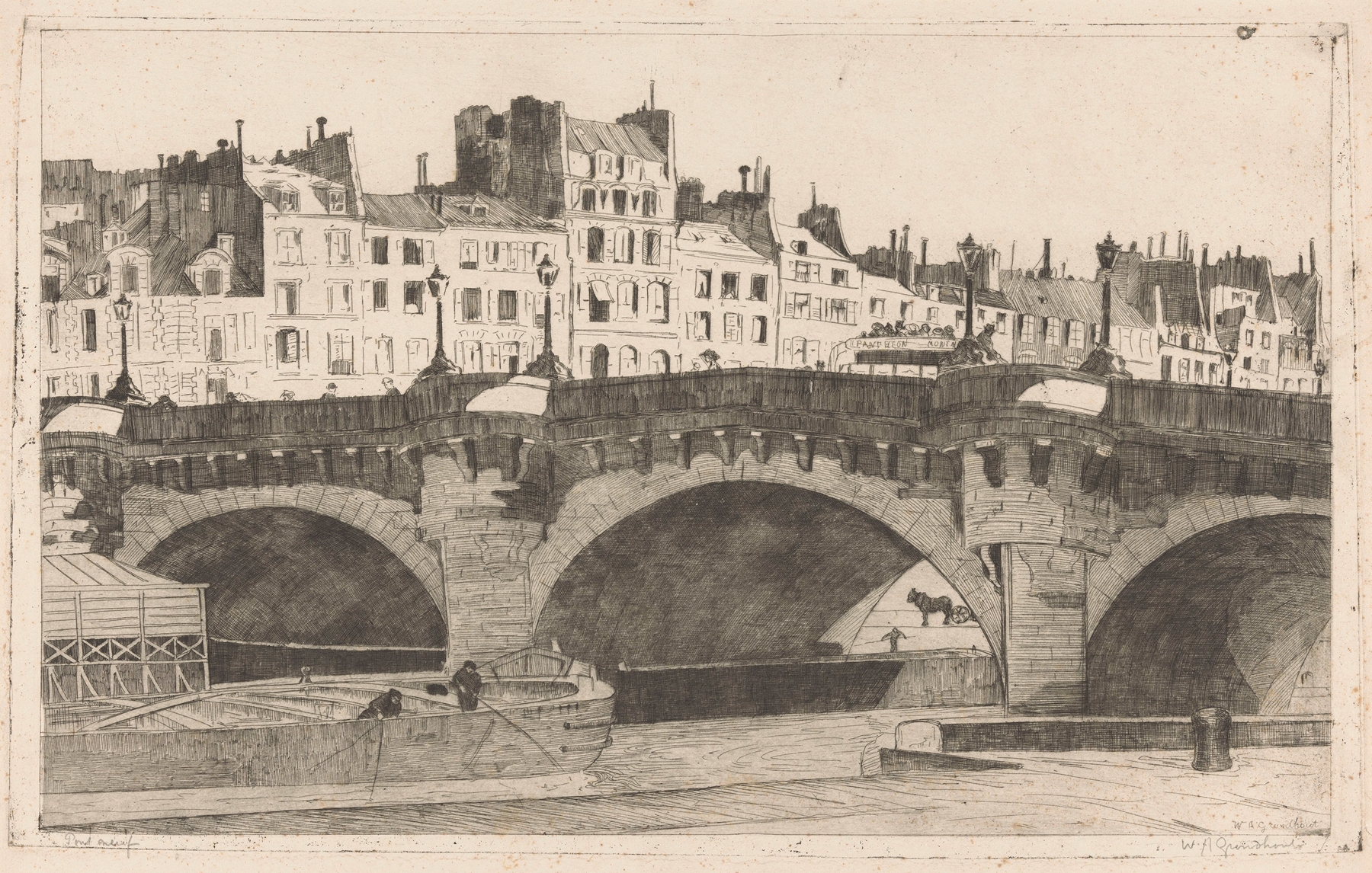 Landscape of Pont Neuf by Willem Adrianus Grondhout, oil painting