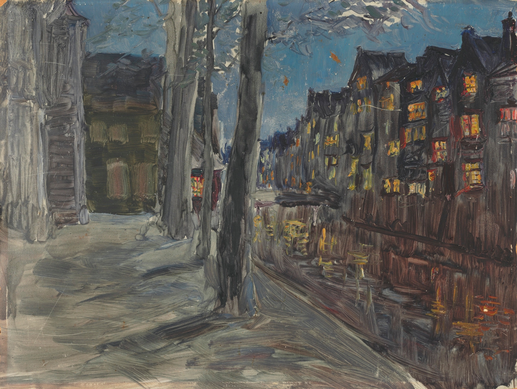 Canal at night, by Maria Yakunchikova, public domain
