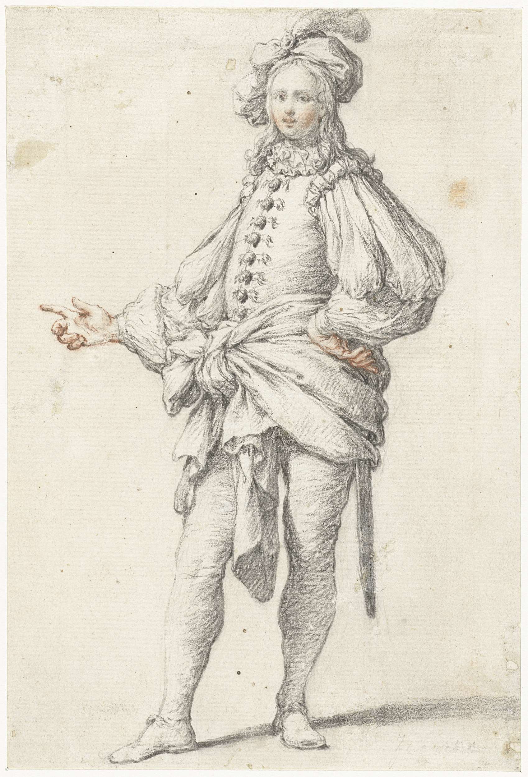 Portrait of a young man in theatrical costume, paper, Unknown Artist