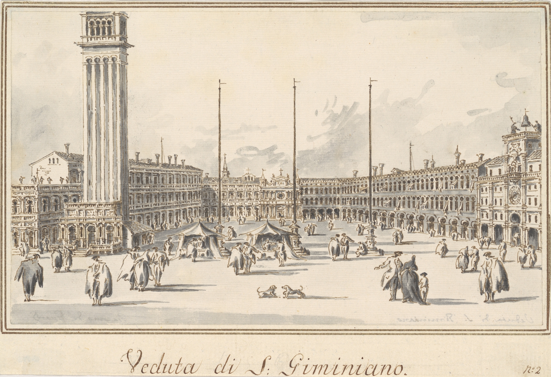 Piazza San Marco, Looking toward the Church of San Gemignano, by Giacomo Guardi, public domain