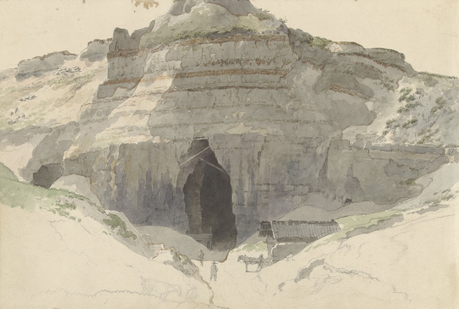 Steengroeve by Abraham Teerlink, depicting a quarry landscape with workers, oil painting