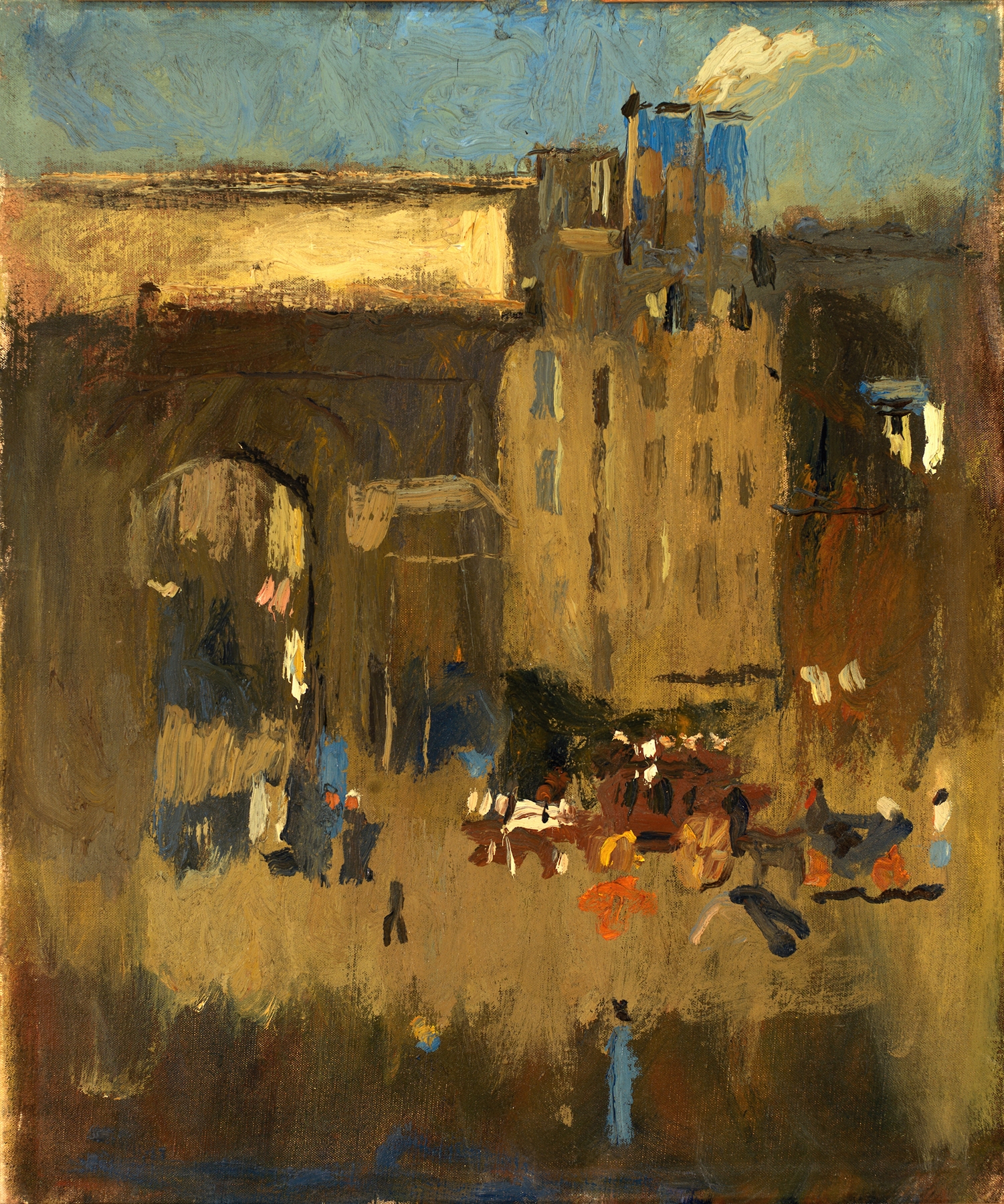 Porte St. Martin et Enterrement, by Frank Edwin Scott, public domain