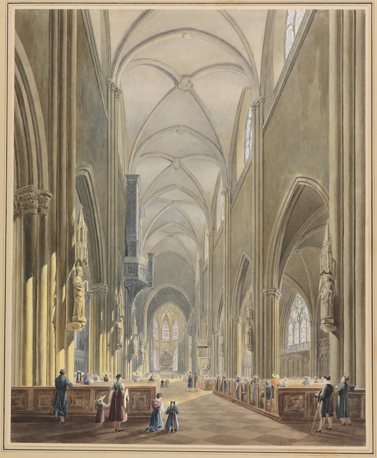 Das Innere des Münsters zu Freiburg, by Carl Ludwig Frommel, public domain