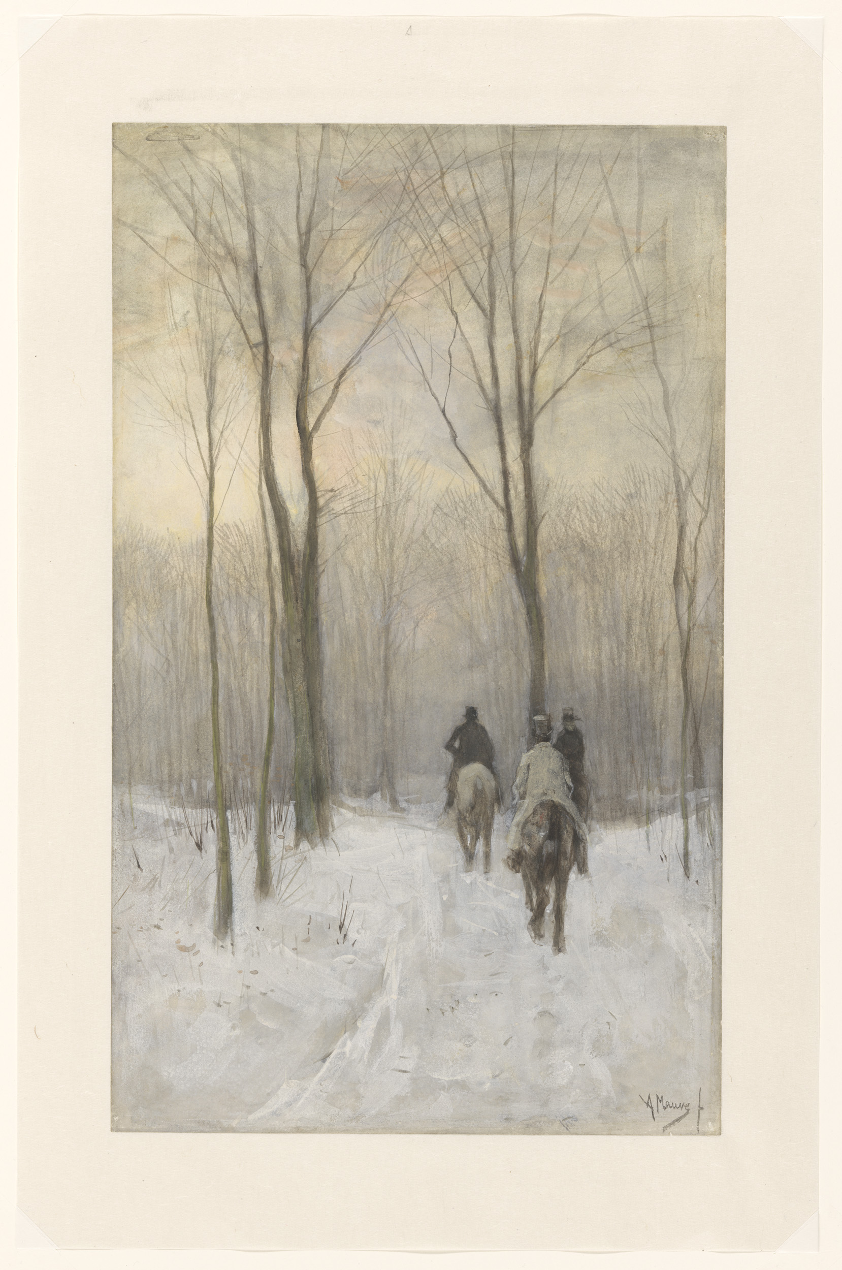 Riders in the Snow in the Haagse Bos, by Anton Mauve, public domain