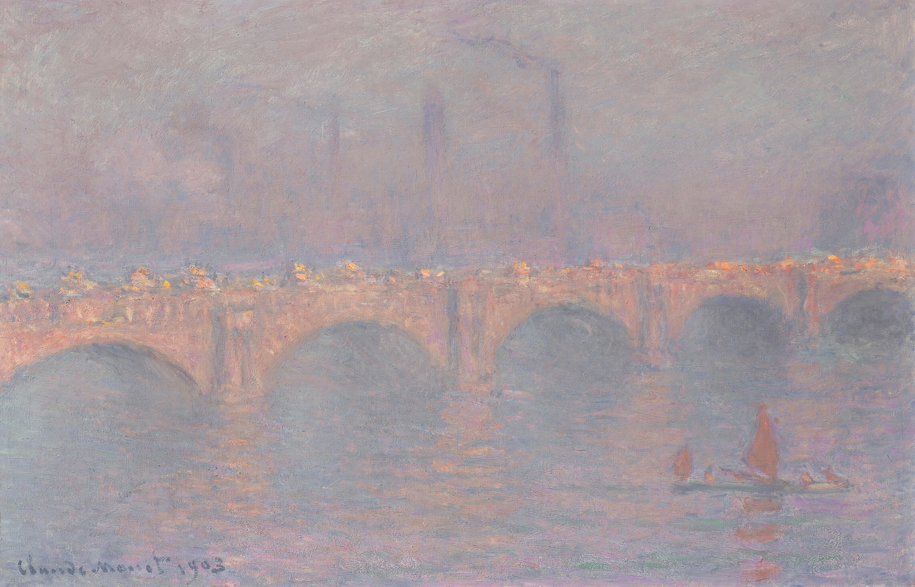 Waterloo Bridge, soleil voilé, by Claude Monet, public domain