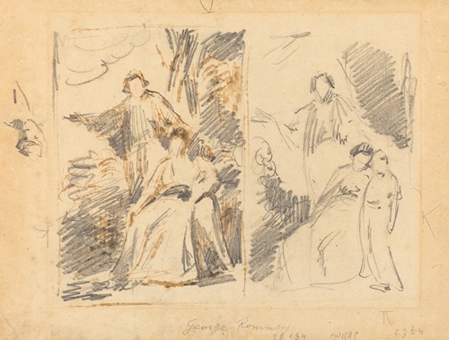 A portrait study of the Warren family by George Romney.