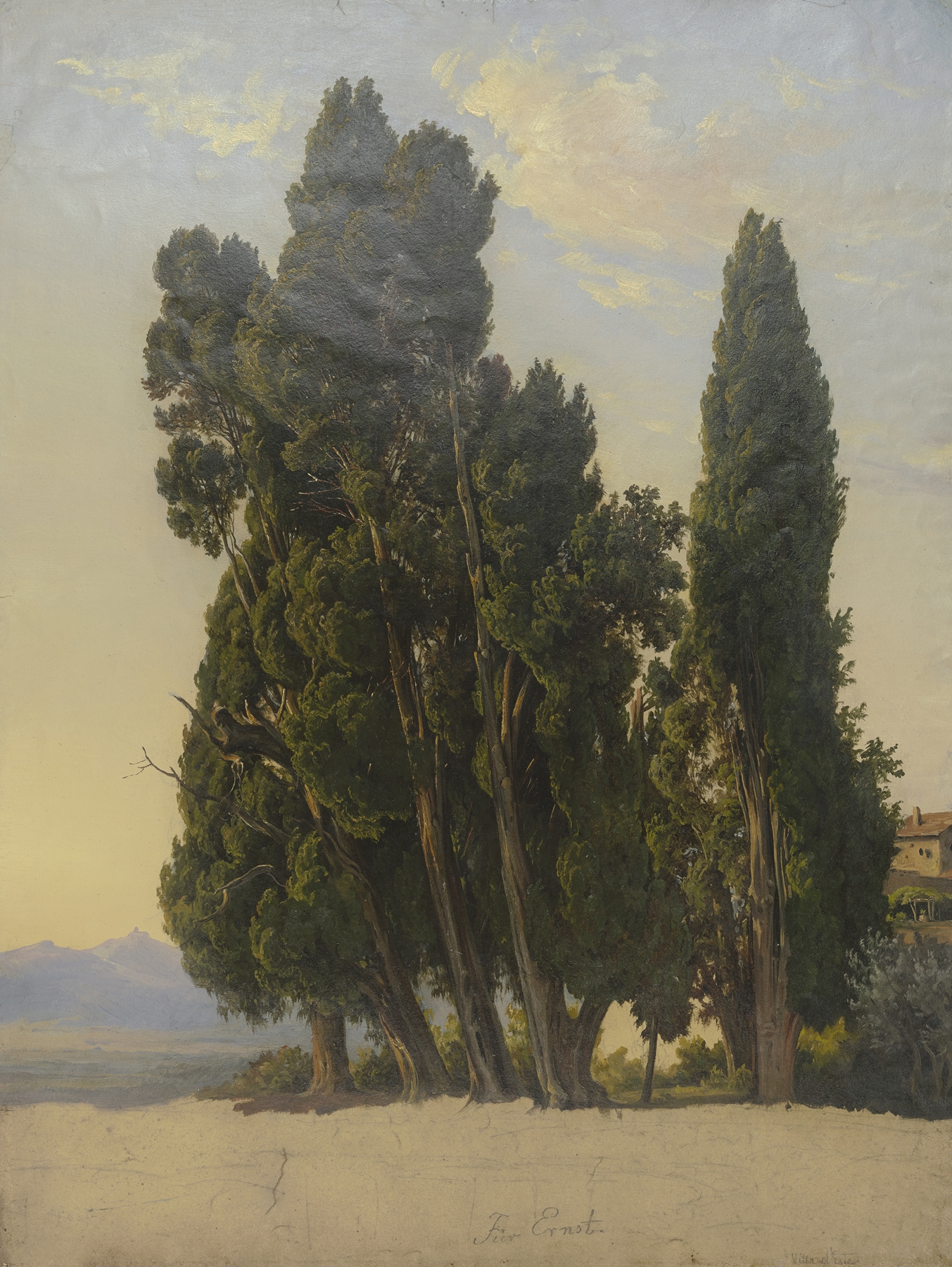 Zypressen im Park der Villa d’Este, by Carl Morgenstern, public domain