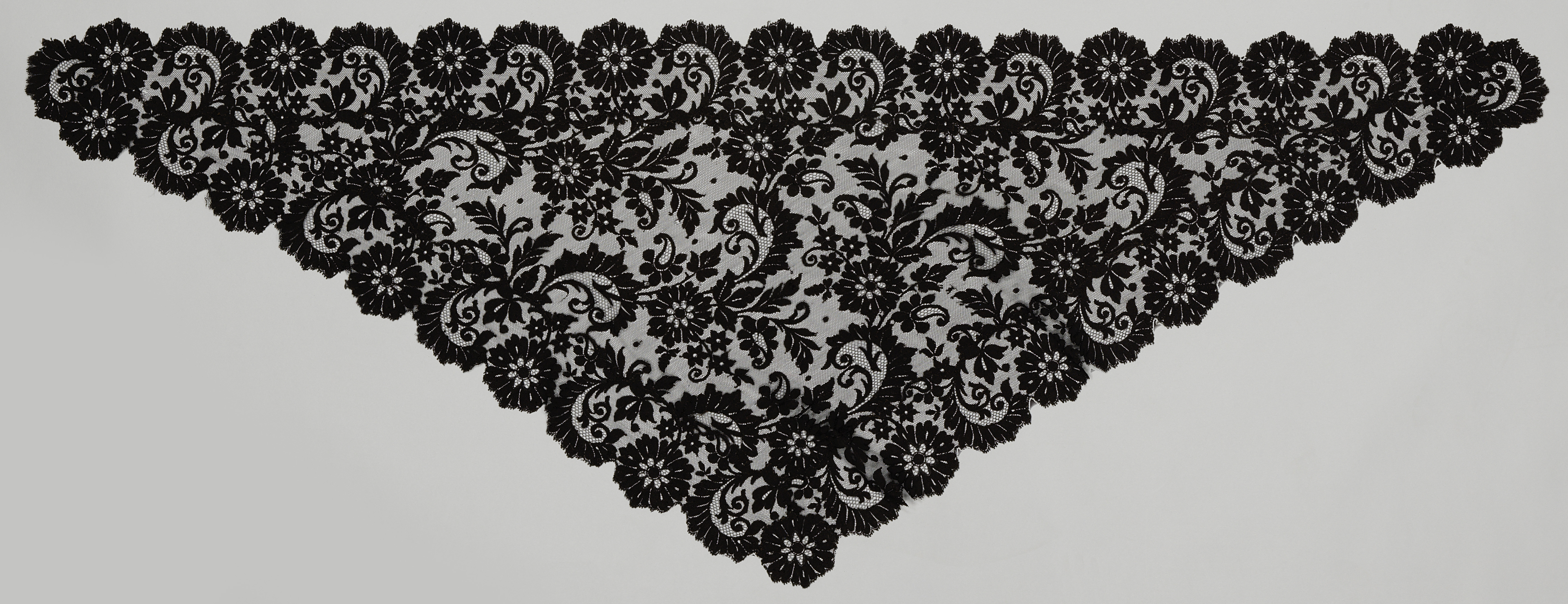 Lace mantilla featuring intricate floral motifs by Unknown Artist