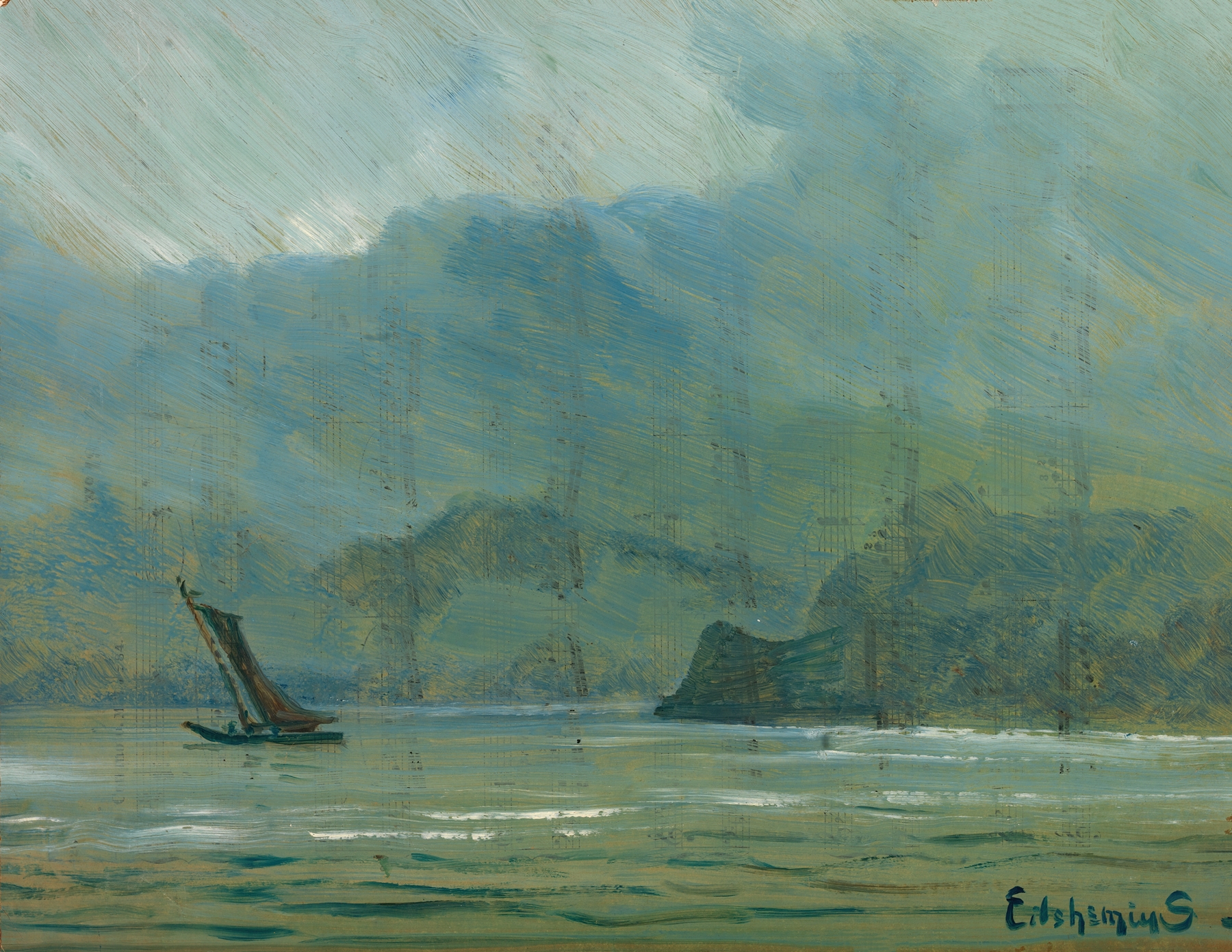 Pale Blue Landscape by Louis Michel Eilshemius, oil painting depicting a serene horizon.