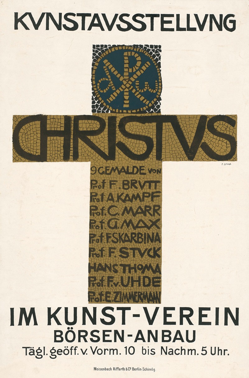 Franz von Stuck's painting depicts a religious theme with intricate symbolism.