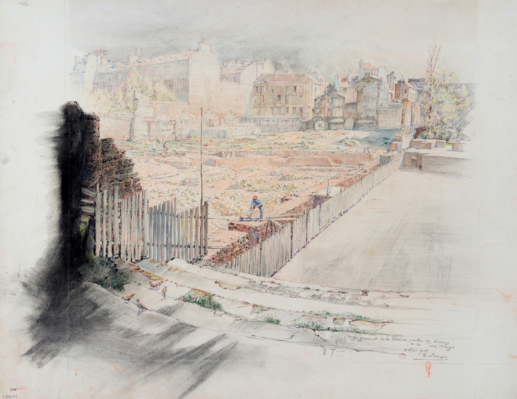 Landscape of urban architecture in oil painting by Charles Jouas