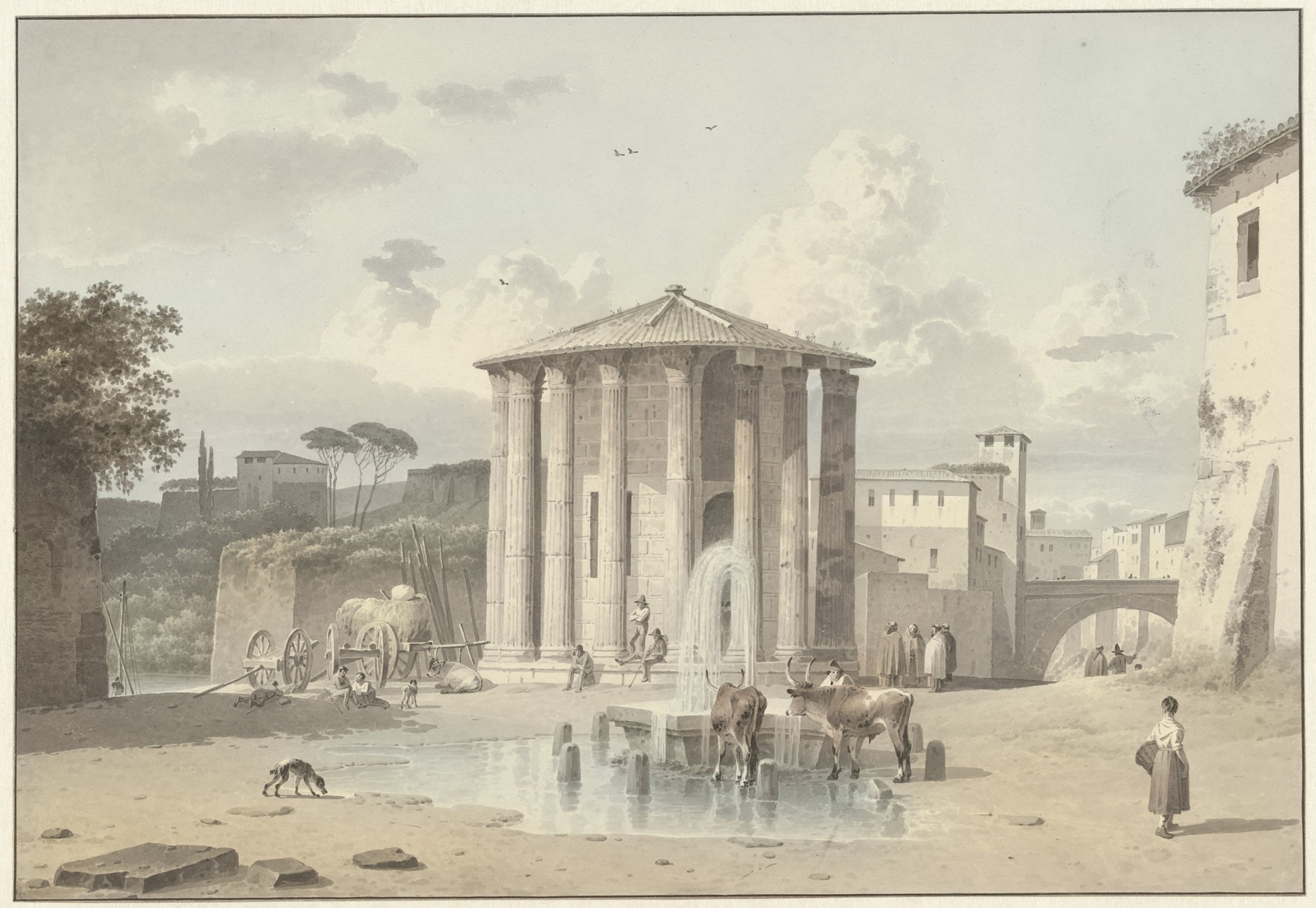 The Temple of Vesta in Rome, by Josephus Augustus Knip, public domain