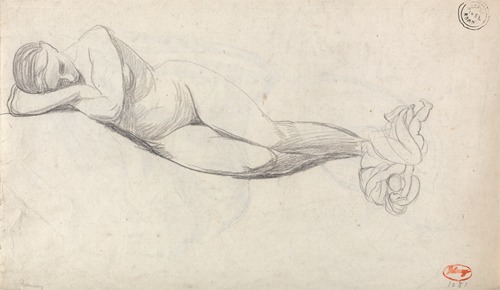 A reclining nude figure by George Romney.