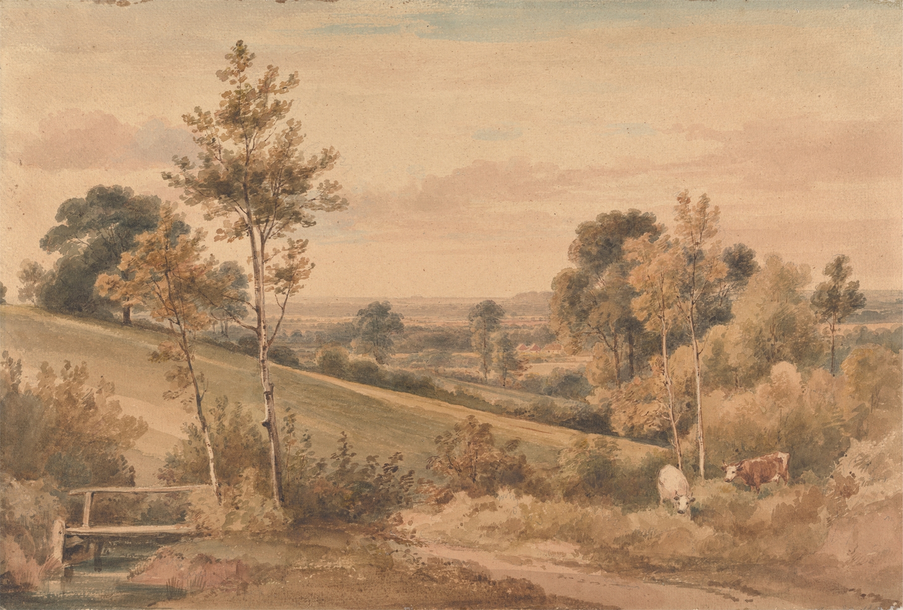 Landscape of Little Bushey, Hertfordshire by Henry Edridge, medium unknown