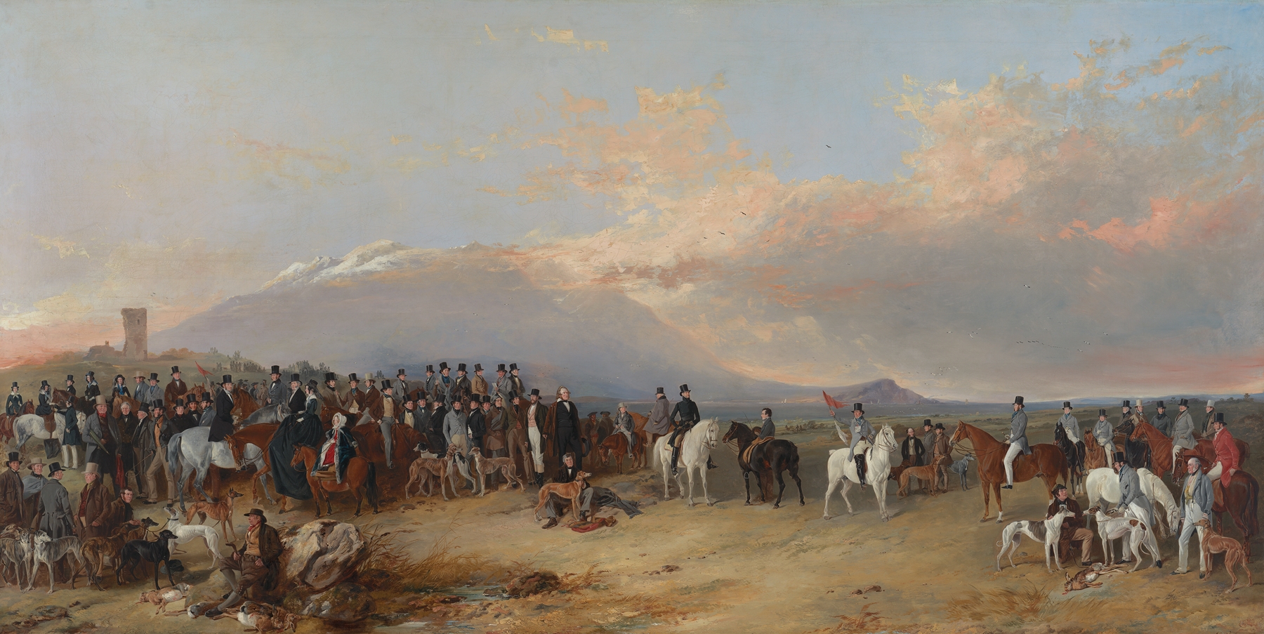 The Caledonian Coursing Meeting by Richard Ansdell, depicting hounds and spectators in a field, oil painting