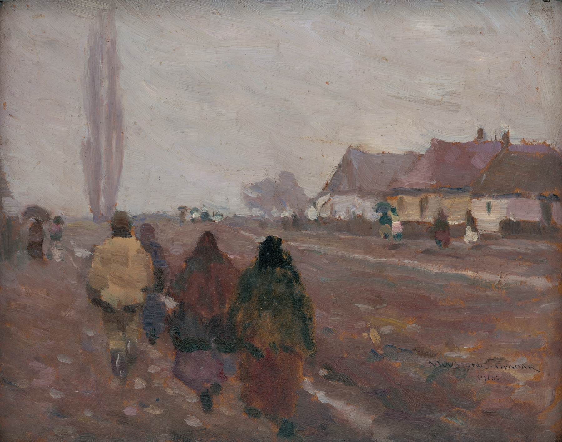On the Road from the Michalovice Market, oil painting by Jozef Teodor Mousson